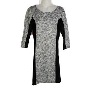 Old Navy Womens Dress Size Small Gray Black Shift Color Block 3/4 Sleeve Stretch